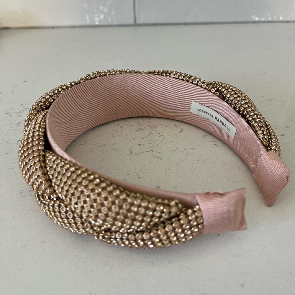 Loeffler Randall Puffy Light Peach Braid Headband - Picture 3 of 4